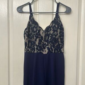 Navy blue/nude lace jumpsuit